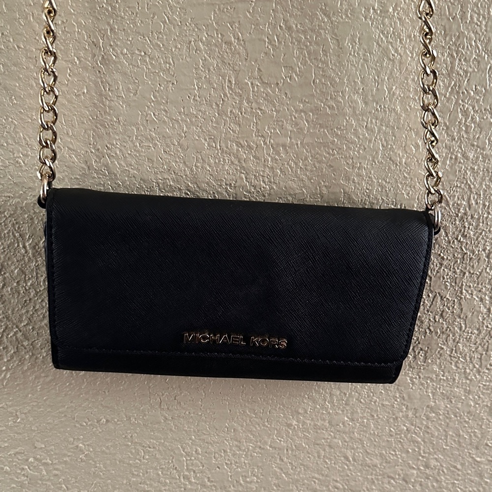 Michael Kors Black Crossbody Bag with Gold Chain